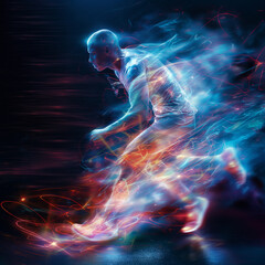 Fototapeta premium The soccer player's posture is moving as he is about to kick the football.