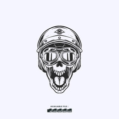 Vector Illustration Rider Motorcycle Badge Illustration Logo Handrawn Vintage