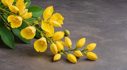 Fototapeta premium Yellow Flowers on Gray Background