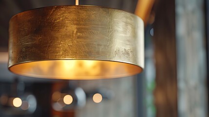 Detailed shot of a brass ceiling light, concept of realistic modern interior design
