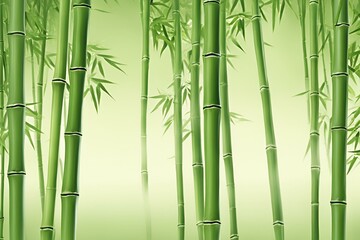 Fototapeta premium Tranquil bamboo forest background, green bamboo stems, zen nature wallpaper, minimalist design, serene bamboo grove, space for text