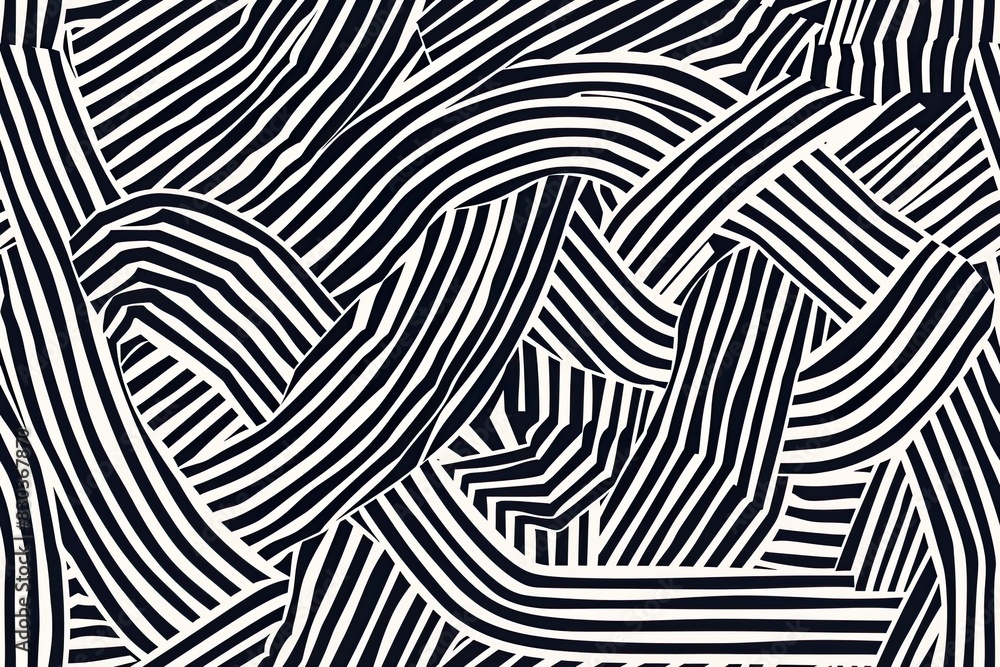 Poster a black and white striped pattern with a lot of lines. the pattern is very busy and has a lot of det