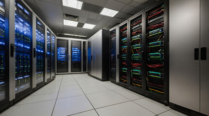 server rack with servers