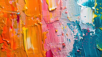 Abstract colorful paint, brushstroke or splash on canvas background, oil painting with contemporary concept, multi color backdrop.