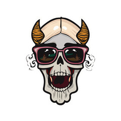 Obraz premium Vector skull with hair