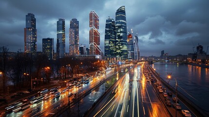 Fototapeta premium view from drone over Hillsborough river and tall buildings