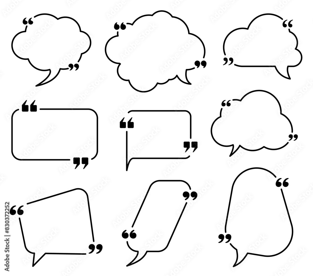 Poster elegant speech bubble collection with quotation marks