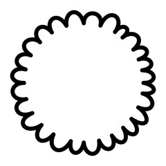 black outlined speech bubble with a scalloped edge design