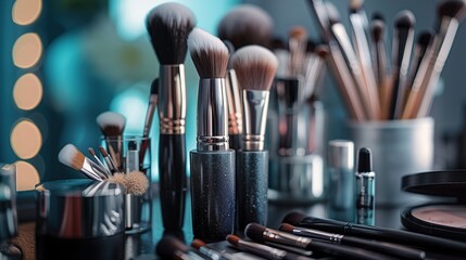Various beauty tools, soft brushes and others