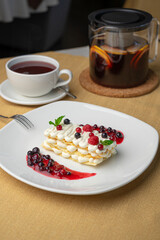 Light cottage cheese dessert with berries