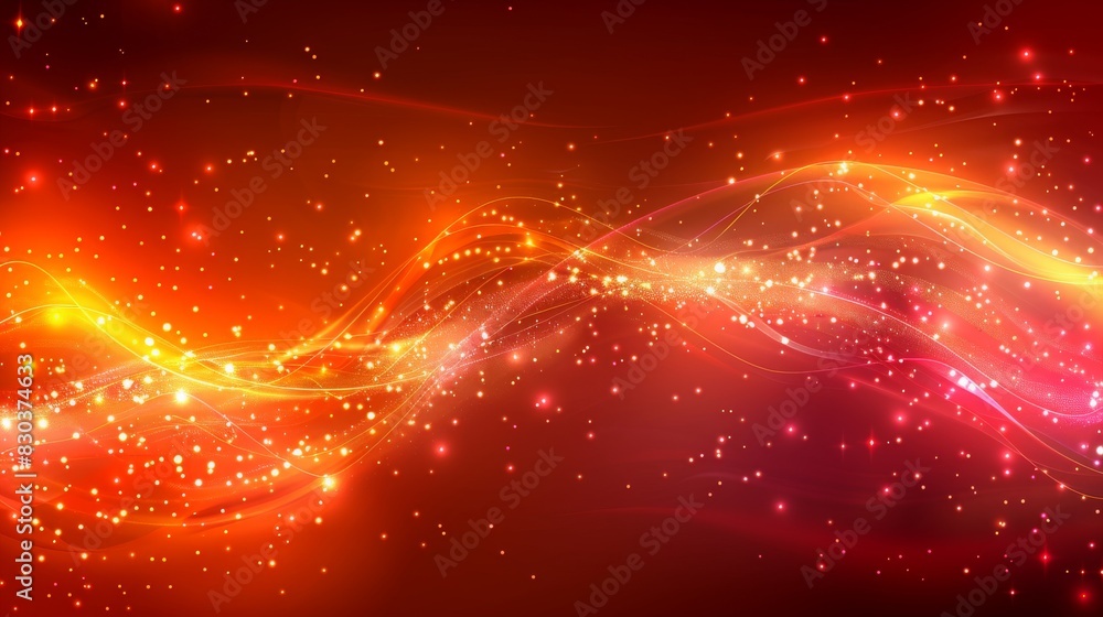 Poster glowing particle dots with colorful dots in abstract background, concept of light shining sparkling 