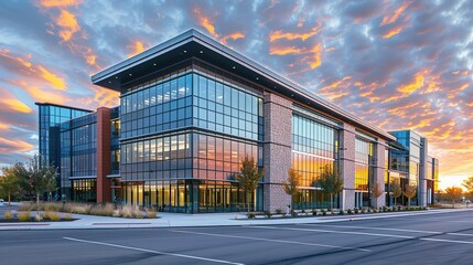 Obraz premium Stunning commercial building with brilliant sky