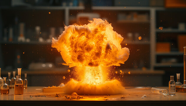 Intense explosion in laboratory setting