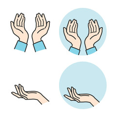 手のひらを包み込むポーズで、何かを支えることを表現するシンプルなベクターイラスト