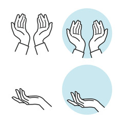 手のひらを包み込むポーズで、何かを支えることを表現するシンプルなベクターイラスト