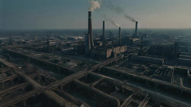 Factory Emitting Smoke From Stacks