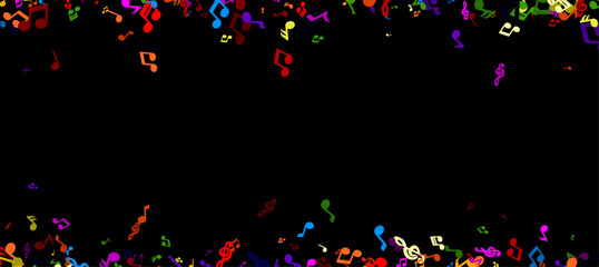 Colorful Music Notes on Black
