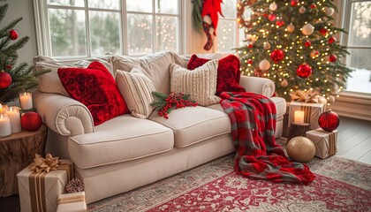 Elegant Christmas living room with stylish decor