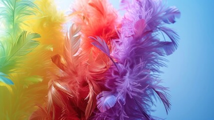 Obraz premium Detailed close up of feathers on a blue background, suitable for various design projects