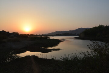 sunset on the river