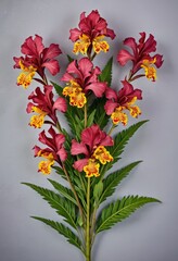 Red and Yellow Flowers with Green Leaves
