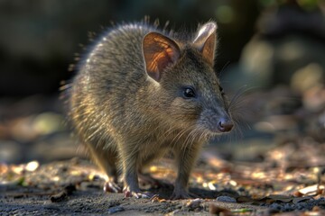 Small brown animal standing on a dirt field, suitable for nature and wildlife concepts