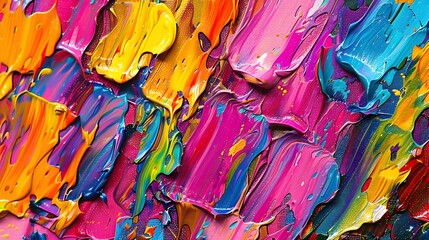 Abstract colorful paint, brushstroke or splash on canvas background, oil painting with contemporary...