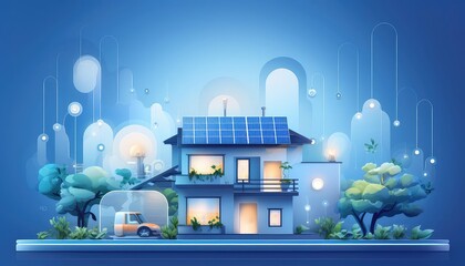 Smart home climate control illustration flat design side view comfort theme animation Complementary Color Scheme