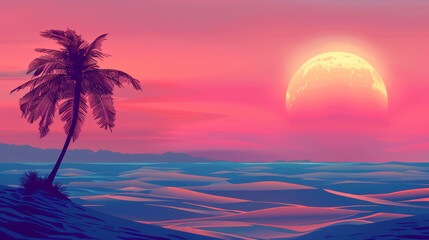 Sunset with the palms	