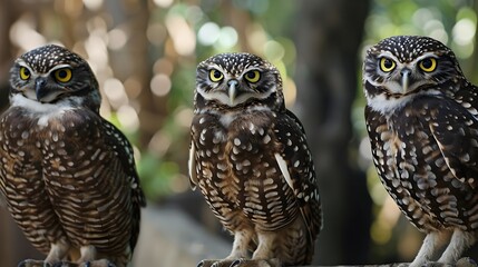 Trio of Burrowing Owls
