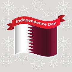 Qatar Wavy Flag Independence Day Banner Background