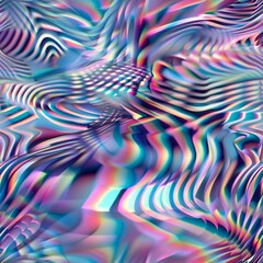 Optical illusion illustration with holographic colors, seamless tile pattern