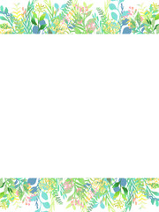 手描きの植物のカラフルなフレーム型テンプレート