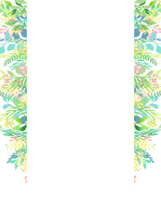 手描きの植物のカラフルなフレーム型テンプレート