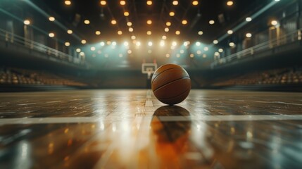 A basketball ball sitting on a wooden floor. Perfect for sports or fitness concepts