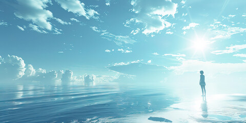 Revitalization (Hopeful Blue): An individual's uplifted gaze toward a promising future, exuding a sense of renewal and inspiration.