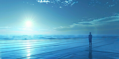 Revitalization (Hopeful Blue): An individual's uplifted gaze toward a promising future, exuding a sense of renewal and inspiration.