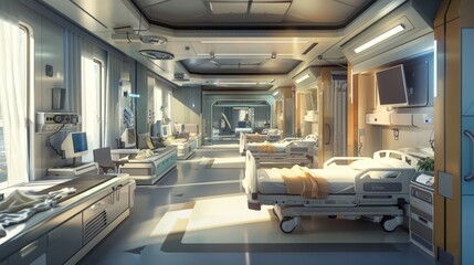 Fototapeta premium Hospital Ward Dedicated to Infectious Disease Care