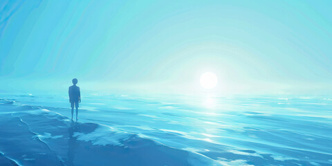 Revitalization (Hopeful Blue): An individual's uplifted gaze toward a promising future, exuding a sense of renewal and inspiration.