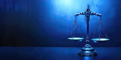 Weighty Scales of Justice: Depicting the symbol of scales, as a representation of the pursuit for fairness and equal treatment in society, resting on a dark wooden background.