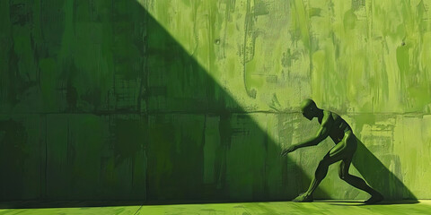 Change (Green): A figure pushing against a wall, symbolizing the push for change