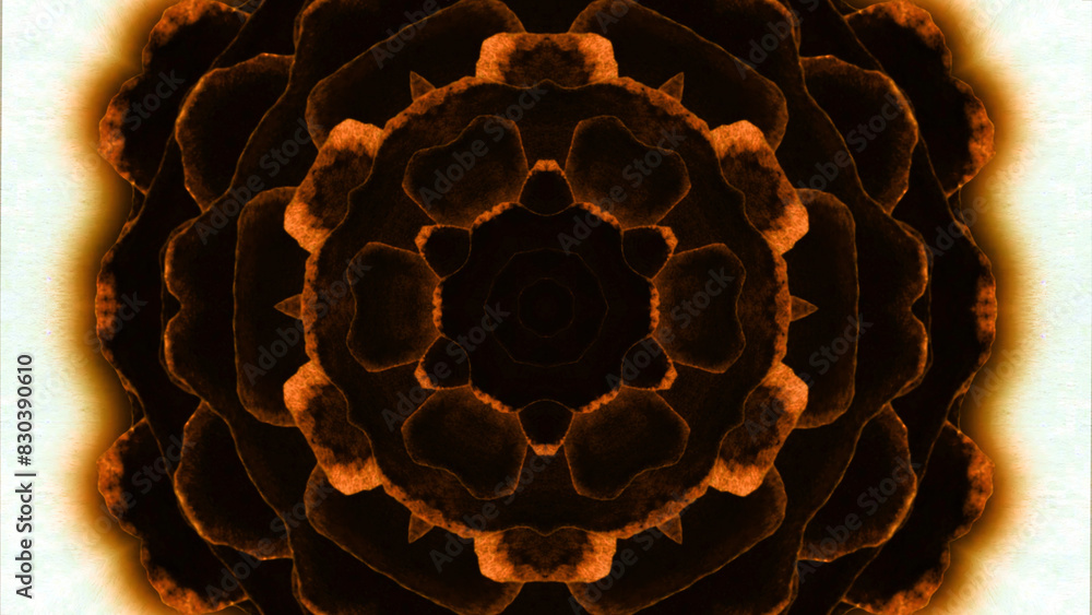 Poster abstract kaleidoscope background. animation. glowing lines creating symmetrical kaleidoscope structu