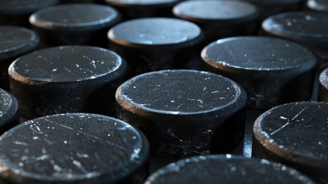 A close up of a bunch of black knobs. Ideal for industrial or technology concepts