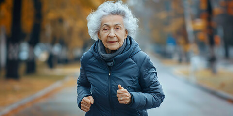 50 year old woman running in the morning