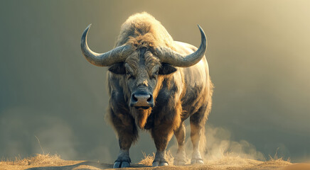 Majestic buffalo in golden light