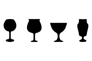 Party glass silhouette icon set. Drink illustration