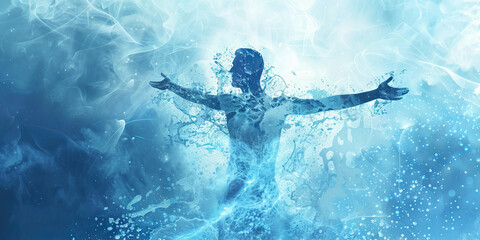 Freedom (Light Blue): A figure with open arms, symbolizing the pursuit of freedom and rights