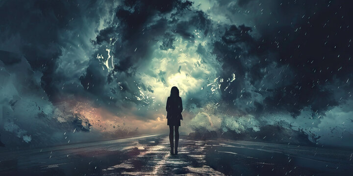 Resilience (Black): A figure standing strong against a storm, symbolizing the resilience of Gen Z protesters