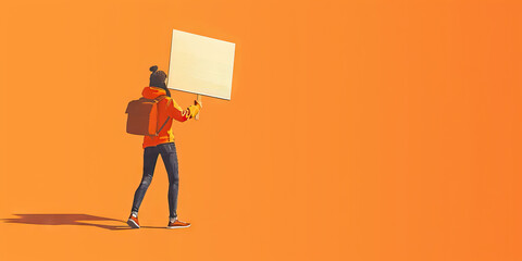 Action (Orange): A figure holding a protest sign, symbolizing the proactive nature of Gen Z protesters