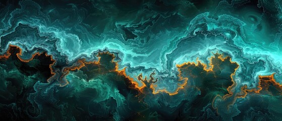 Vibrant Teal and Orange Paint Swirls: Luxurious Marbled Background Texture